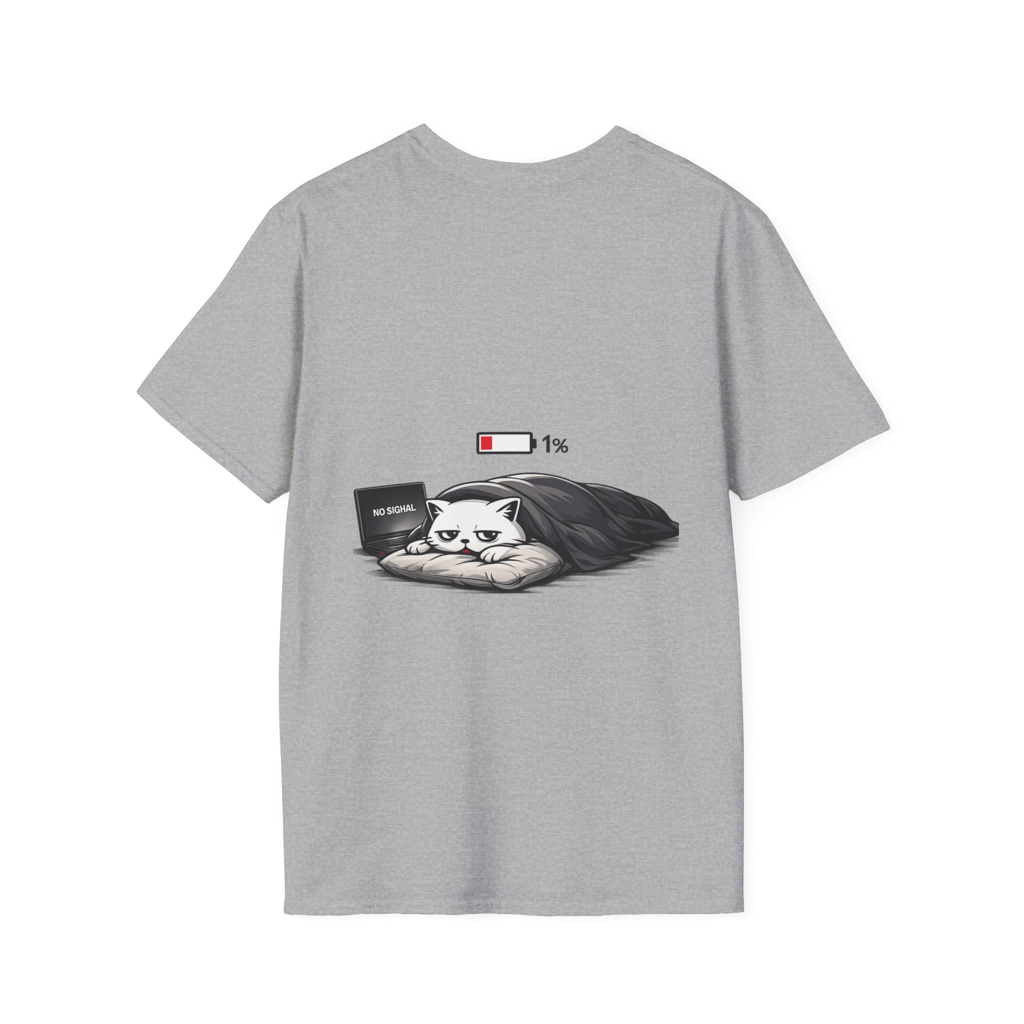 Low Battery Cat T-Shirt — 1% Funny Sleepy Cat Graphic Tee
