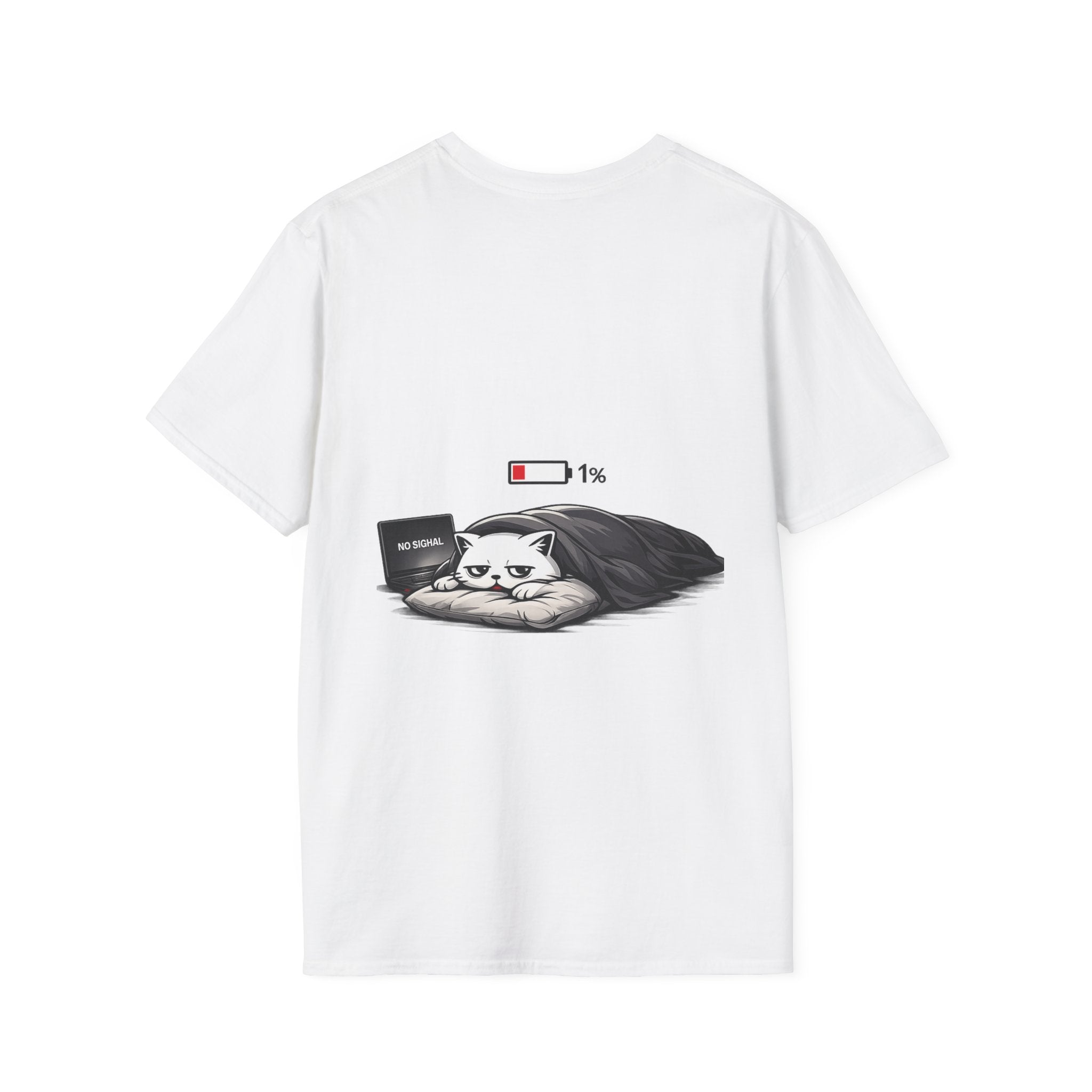 Low Battery Cat T-Shirt — 1% Funny Sleepy Cat Graphic Tee