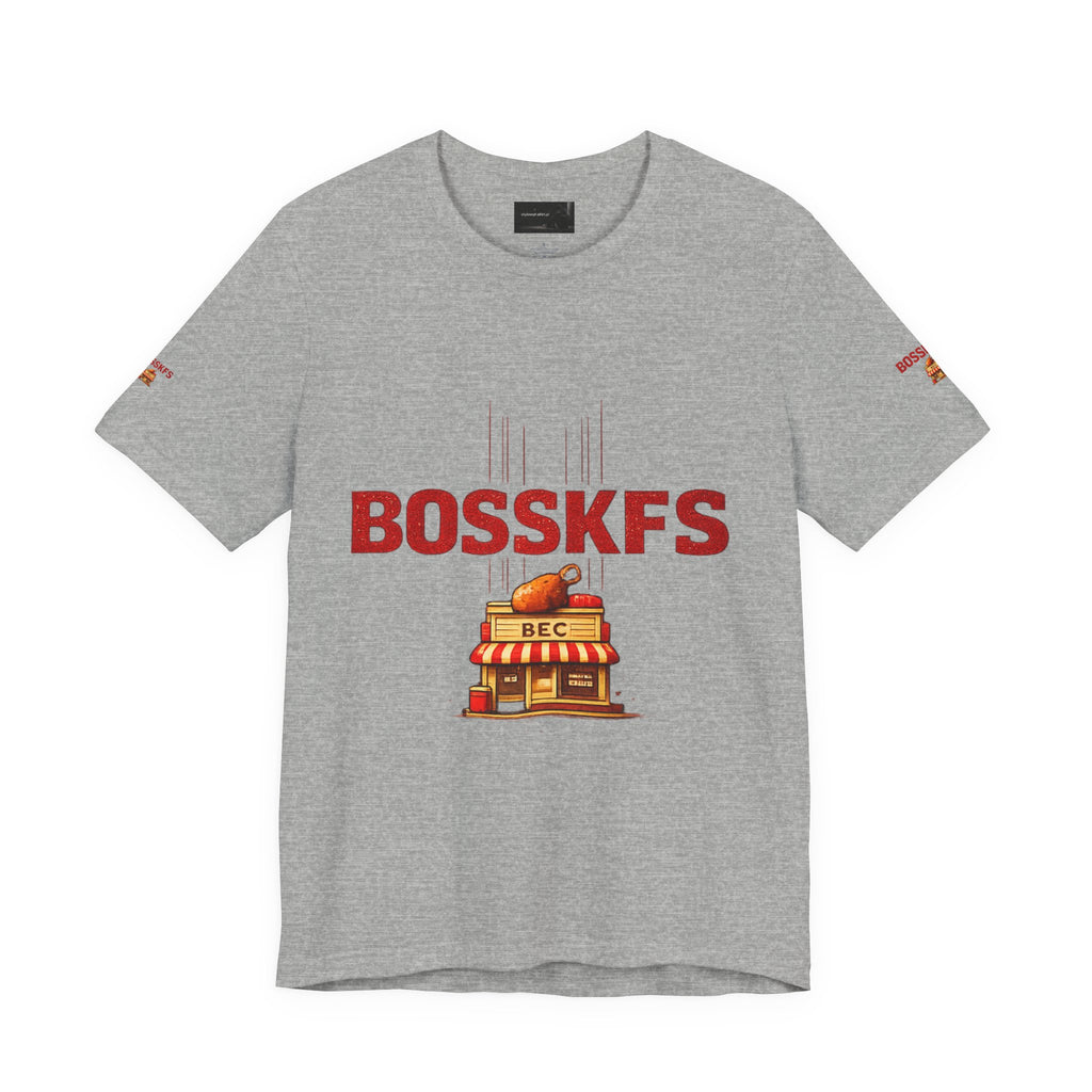Fast-Food Graphic Tee — 'BOSSKF'S' Chicken & Fries Restaurant Shirt