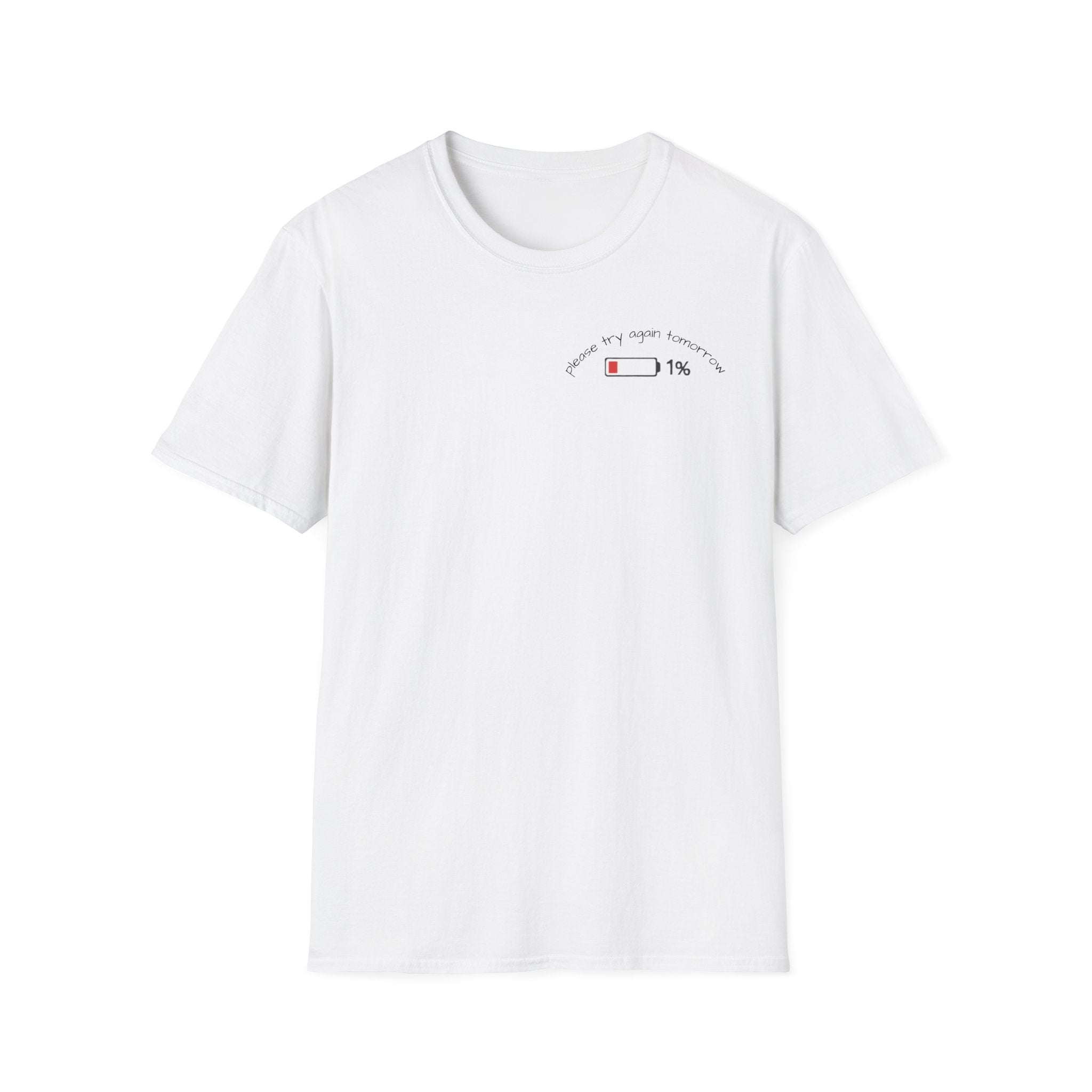Low Battery Cat T-Shirt — 1% Funny Sleepy Cat Graphic Tee