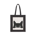 Peekaboo Black Cat Tote Bag — Cute Kitty Canvas Tote