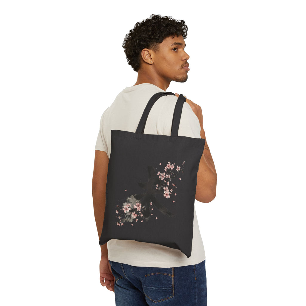 Tote Bag – Cherry Blossom Calligraphy Canvas Tote (Japanese Kanji Art)
