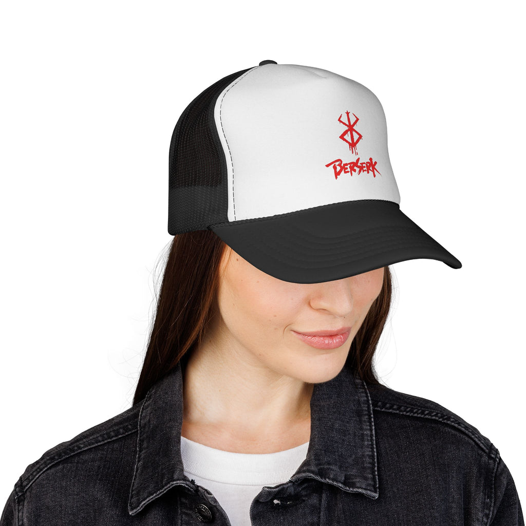 Berserk Red Brand Trucker Cap — Anime Symbol Mesh Hat